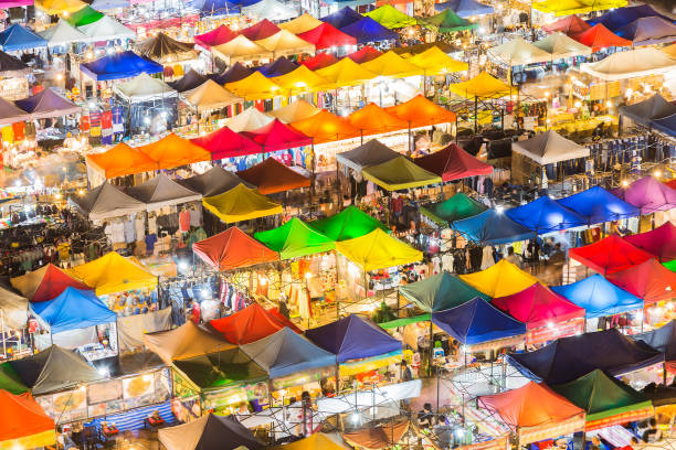 istock Multiple colours city night market 638665410