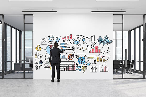 istock Man drawing a business poster 638667974