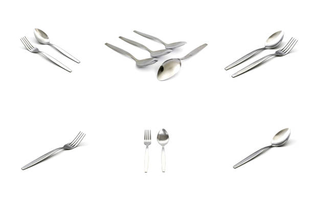 A lot of forks are put.