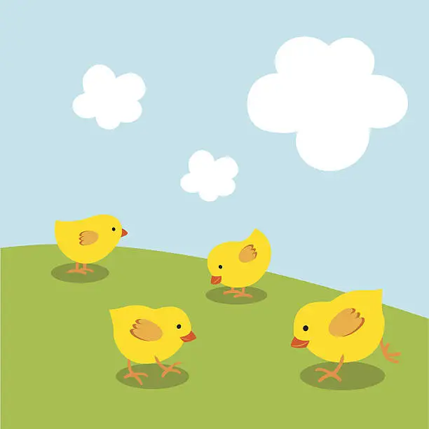 Vector illustration of Little chicks
