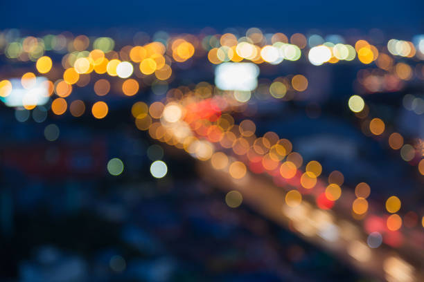 istock Blurred lights night view road curved 638674132