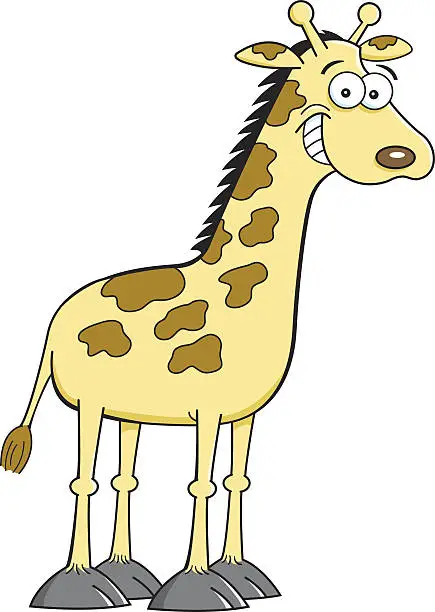 Vector illustration of Cartoon smiling giraffe.