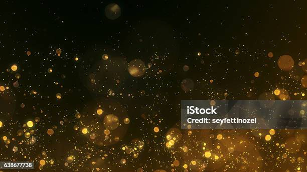 Foto de Partículas De Ouro Fundo e mais fotos de stock de Plano de Fundo - Plano de Fundo, Desfocado - Foco, Dourado - Descrição de Cor