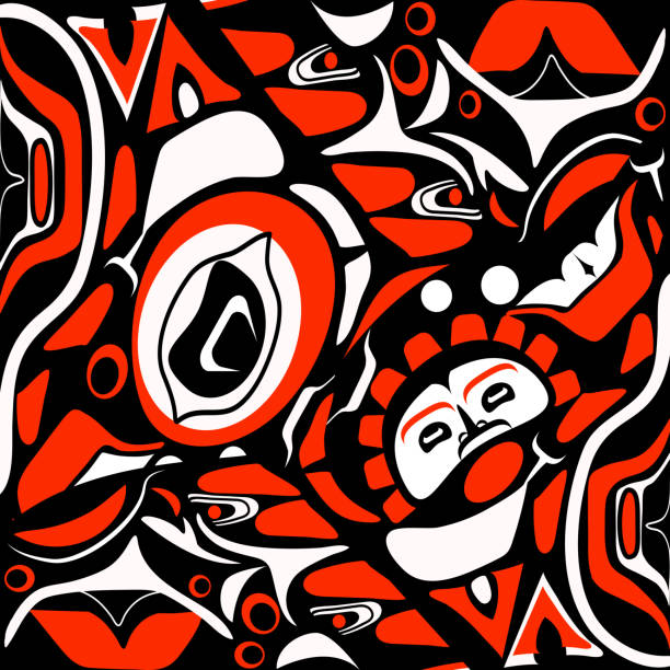 абстрактный красный фон родной северной америки - aboriginal stock illustrations