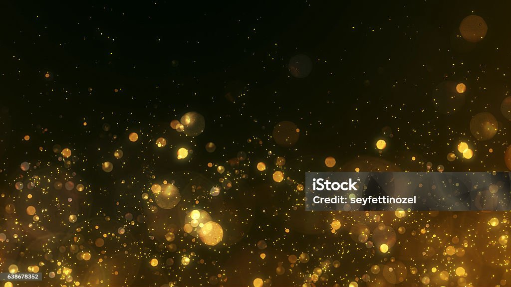 Gold background Gold, Sparks, Glitter, Particle, Gold Colored, Lighting Equipment, Christmas, Christmas Lights, Holiday - Event, Celebration Event Gold Colored Stock Photo