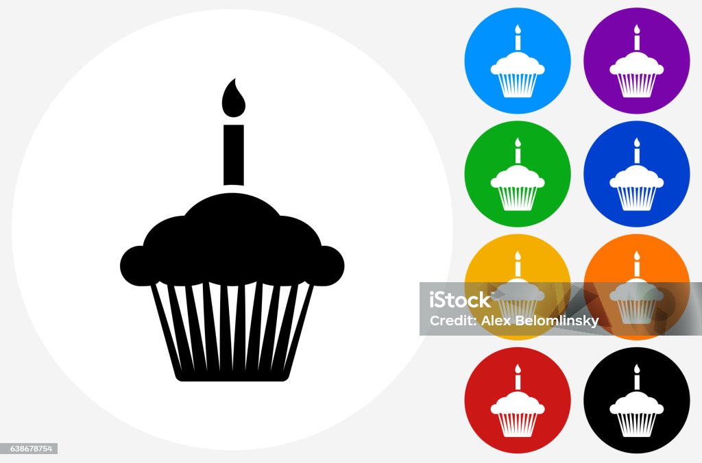 Geburtstag Cupcake Icon auf flache Farbe Kreis Tasten - Lizenzfrei Cupcake Vektorgrafik