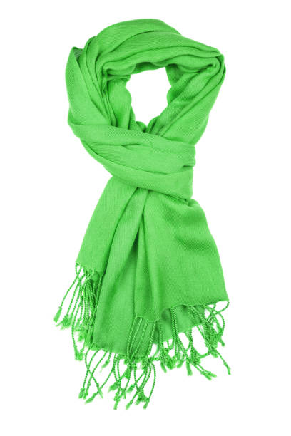 istock Green wool scarf isolated on white background. 638681446
