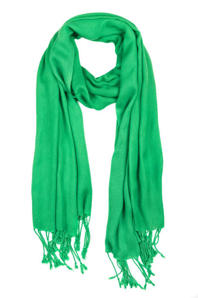 istock Green wool scarf isolated on white background. 638681672