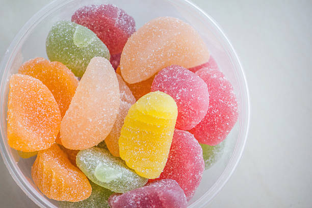 colorful jelly bean with sugar - gum drop copy space sweet food gelatin dessert imagens e fotografias de stock