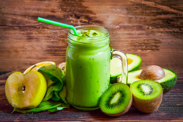 istock Fresh detox green smoothie with avocado, apple,kiwi, salad 638682968