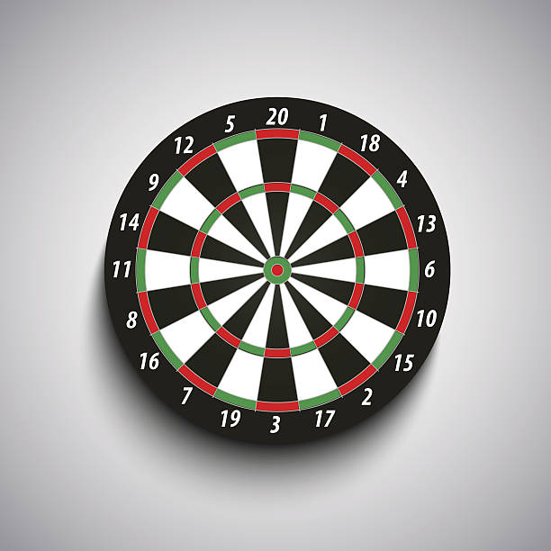 dart-board mit grünen und roten feldern vorlage - darts stock-grafiken, -clipart, -cartoons und -symbole