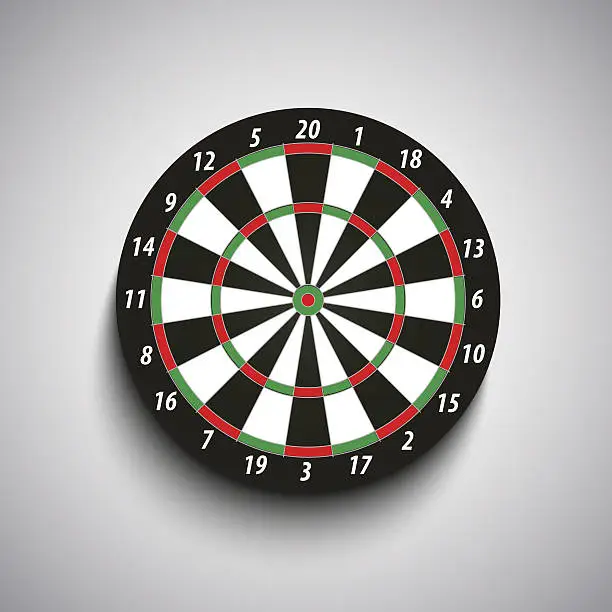 Vector illustration of Dart board with green and red fields template
