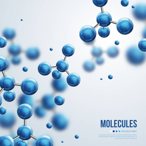 Abstract molecules design Abstract molecules design. Vector illustration. Atoms. Medical background for banner or flyer. Molecular structure with blue spherical particles. human cell nucleus stock illustrations