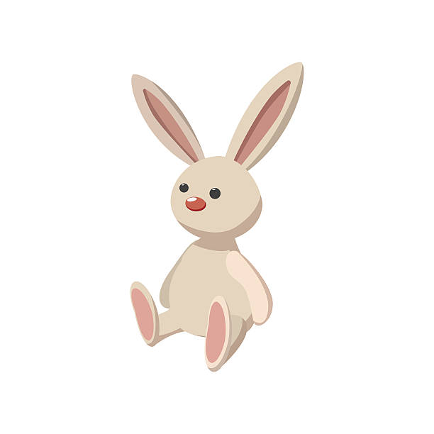Rabbit toy cartoon icon Rabbit toy cartoon icon on a white background fluffy rabbit stock illustrations