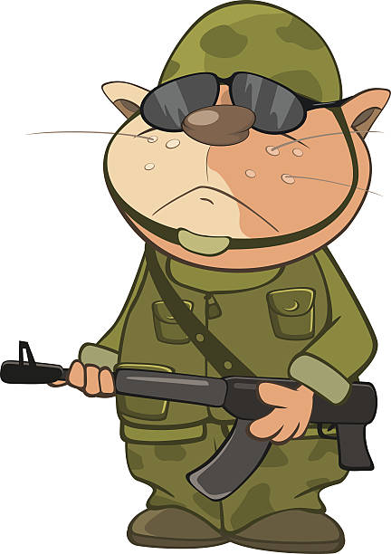 istock Illustration of Cute Cat Special Forces Cartoon Character 638690428