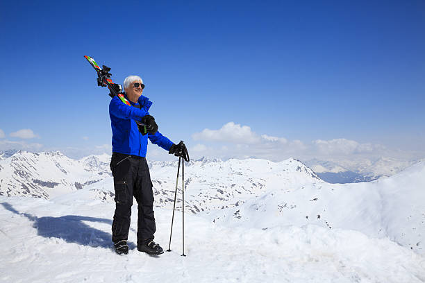 istock Ski Active senior men snow skier enjoying High snowy mountain 638692968