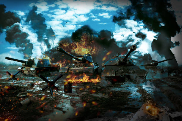 istock Battle Tank in the war zone 638694520
