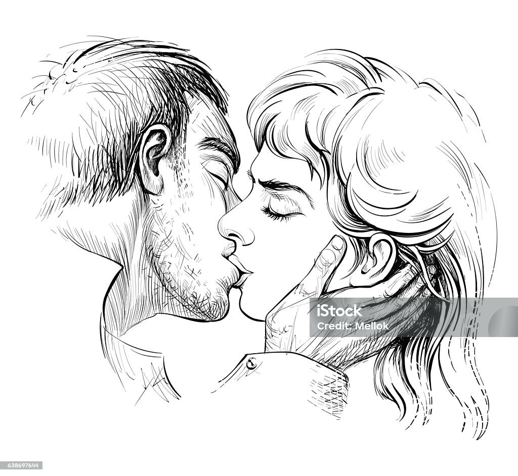 Kissing Couple In Love Stock Illustration - Download Image Now ...