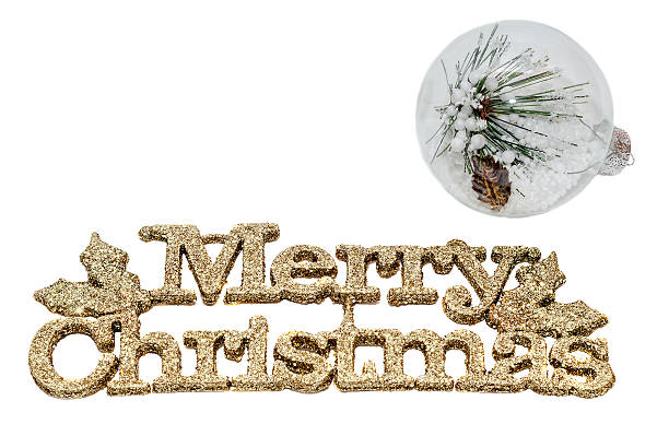 istock Yellow sparkley Merry Christmas write, Christmas globes 638698370