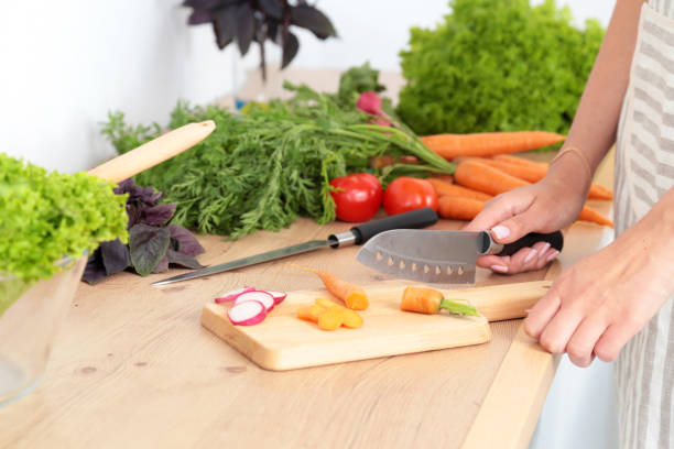 istock Fresh vegetables on the cutting board are falling in the 638699306