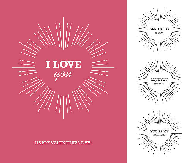 ilustrações de stock, clip art, desenhos animados e ícones de valentine's day card with heart shaped frame and sunburst - valentines day illustrations
