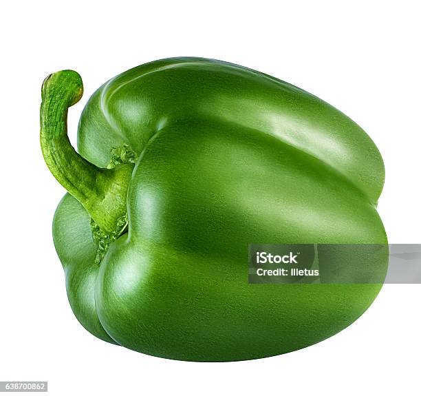 Pepper Isolated On A White Stock Photo - Download Image Now - Cut Out, Green Bell Pepper, Bell Pepper