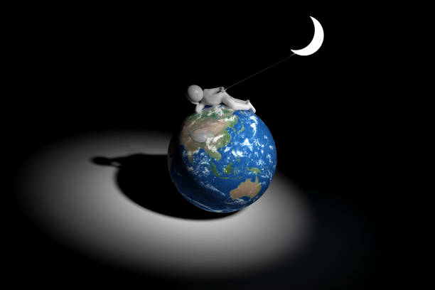People of different colors stand on a globe, multicultural world. 3D rendering. illustration