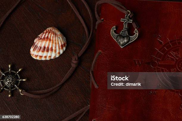 Travel Journal Leather Book Stock Photo - Download Image Now - Ancient, Antique, Book