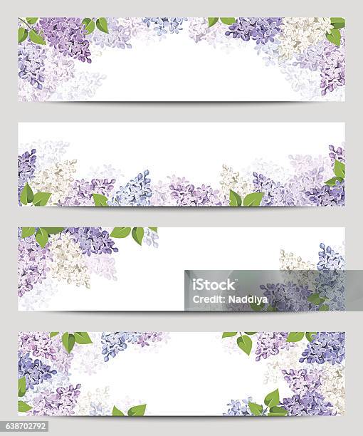 Web Banners With Lilac Flowers Vector Eps10 Stock Illustration - Download Image Now - Lilac, Purple, Flower