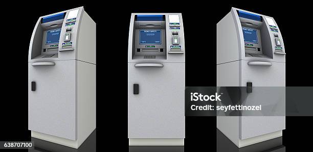 Three Atm Machines Stock Photo - Download Image Now - ATM, Model - Object, 2017