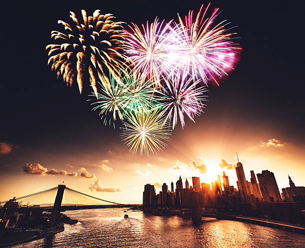 istock Manhattan skyline with heart shape fireworks for st. valentine 638712546