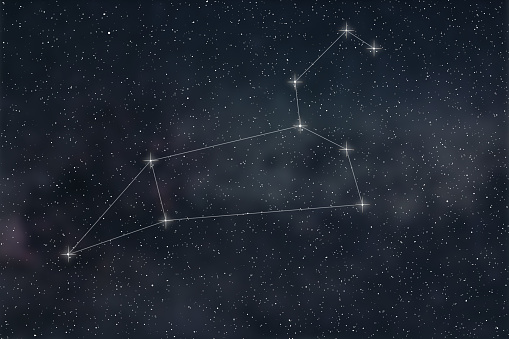 Constelación de Leo. Líneas de la constelación leo del signo zodiacal photo