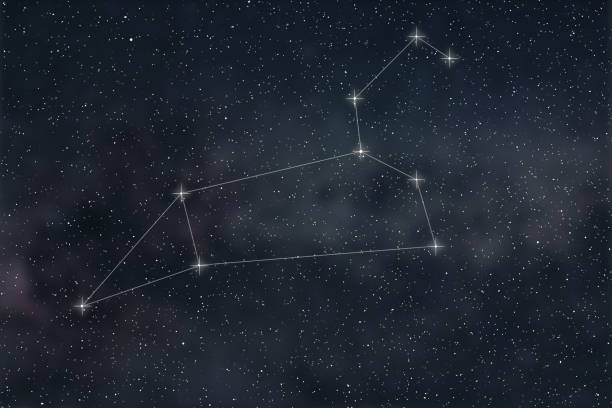 constelación de leo. líneas de la constelación leo del signo zodiacal - leo fotografías e imágenes de stock