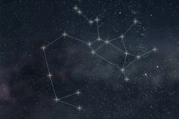 Photo of Sagittarius Constellation. Zodiac Sign Sagittarius constellation lines