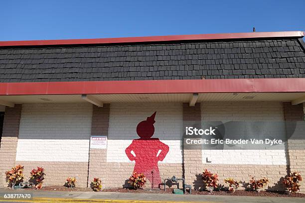 Jack In The Box Restaurant Exterior With A Red Jack Stock Photo - Download Image Now