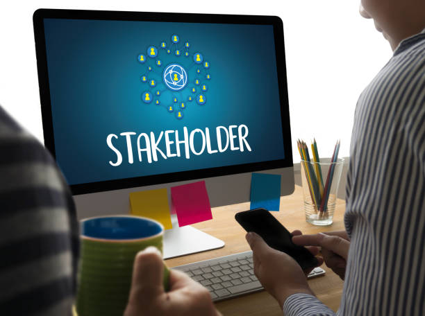 stakeholder, concepto de compromiso, mapa mental de la estrategia, negocios - stakeholder fotografías e imágenes de stock
