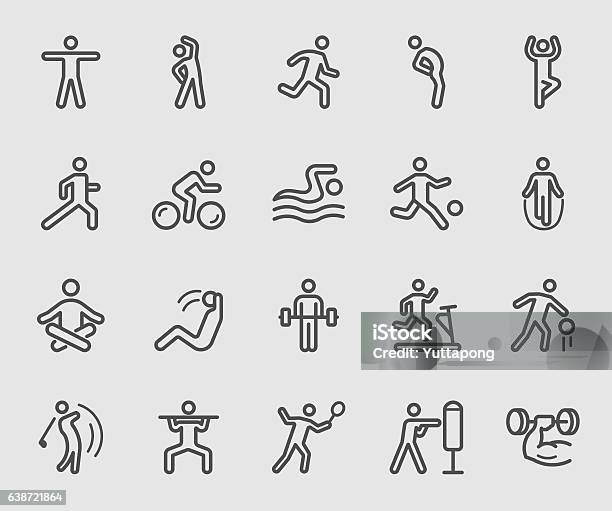 Exercise Line Icon Stock Illustration - Download Image Now - Icon Symbol, Sport, Exercising