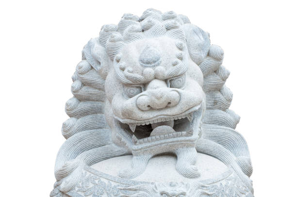 istock Chinese lion statue isolated on white background 638725398