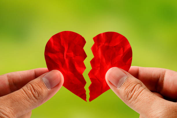 istock hand holding red paper broken heart for divorce or reconcile 638725596
