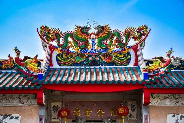 istock Chinese shrines are decorated with a dragon statue. 638726864