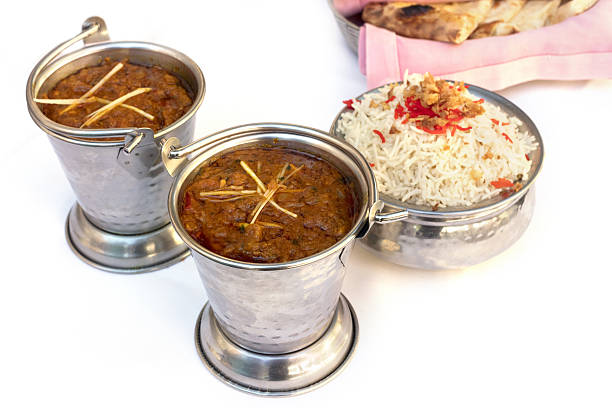istock Indian food in traditional dishware on white background 638727570