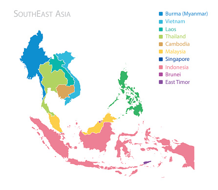Map of Southeast Asia with names
