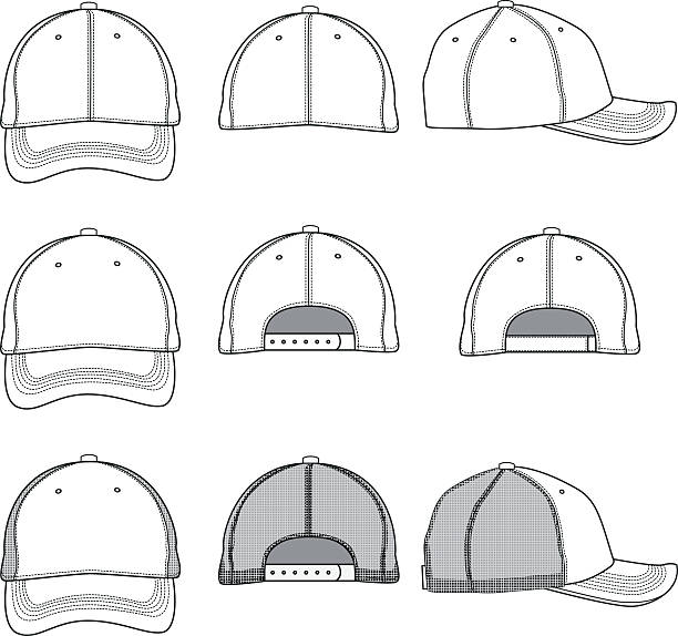 Baseball cap template Various style ball caps for mock up purposes. hat stock illustrations