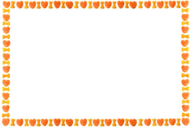 dog food frame or border on white background,cookies  with copy space(i love)