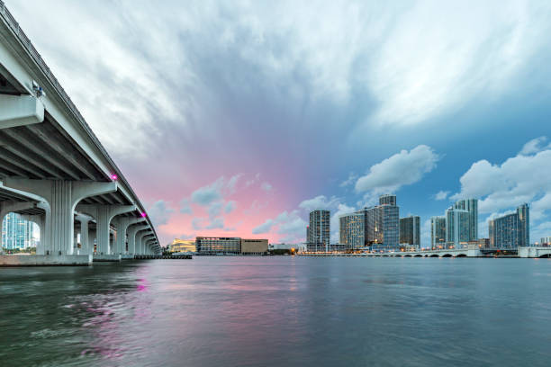 istock Miami city skyline panorama at dusk 638731644