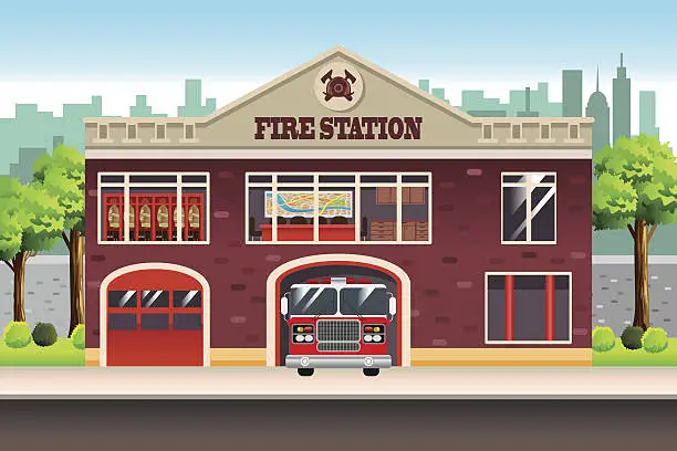 Vector illustration of Fire Station