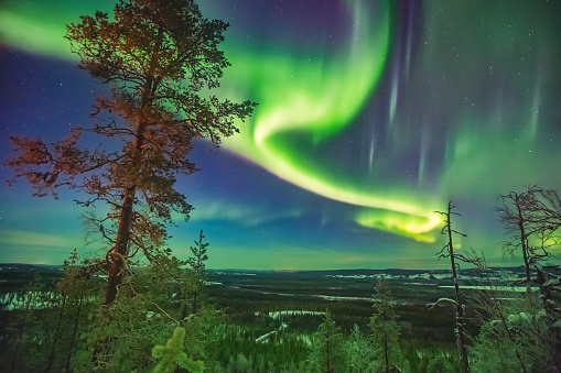 Beautiful Nothern lights over Lapland