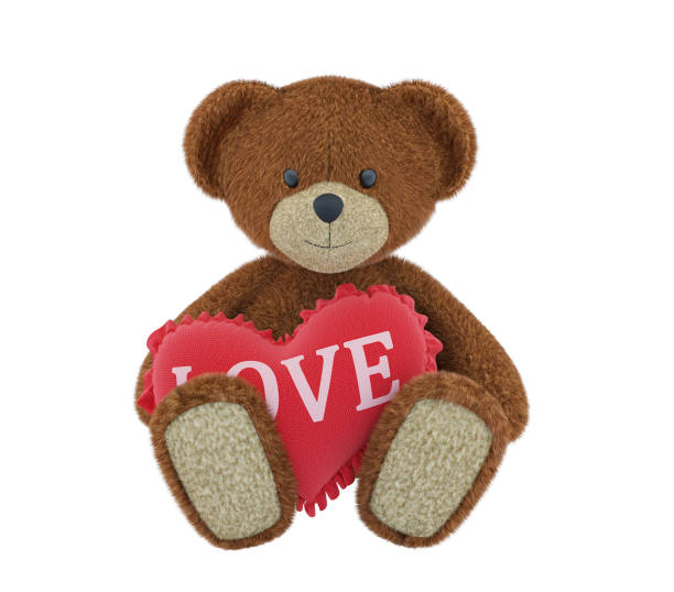 istock Teddy bear holding a heart-shaped pillow. 3d render 638737138