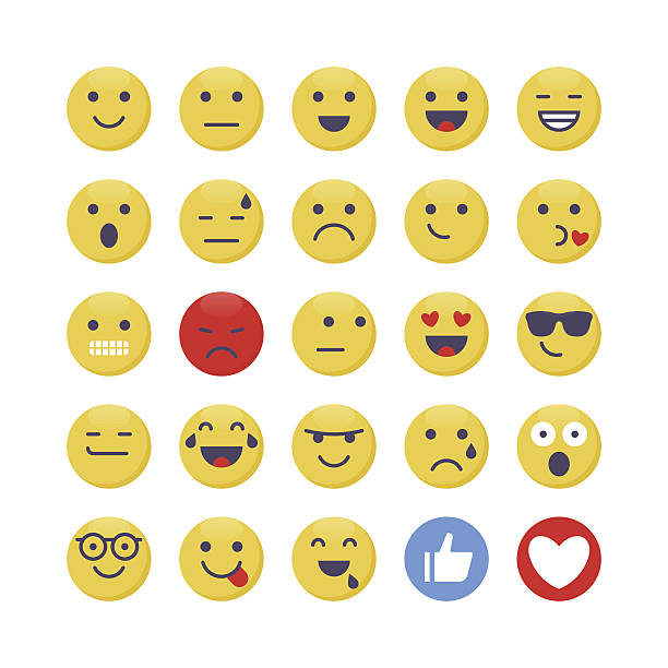 Emoji set 1 Vector illustration of a set of emoji relieved face stock illustrations