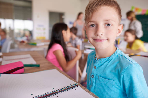 istock Close up of boy in the classroom 638744812